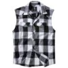 Brandit Checkshirt ärmellos Weiß-schwarz -Deutschland Feld Mode Verkaufs-Shop checkshirt aermellos weiss schwarz