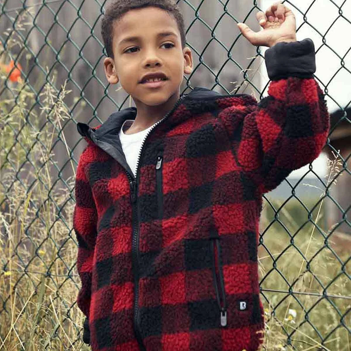 Brandit Kinder Teddyfleece Jacke Rot-schwarz 6 Brandit Kinder Teddyfleece Jacke Rot-schwarz – Bild 4