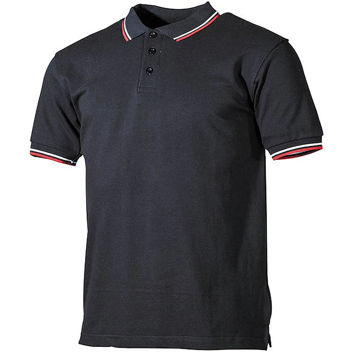 Poloshirt Schwarz Mit Rot-weißen Streifen 3 Poloshirt Schwarz Mit Rot-weißen Streifen