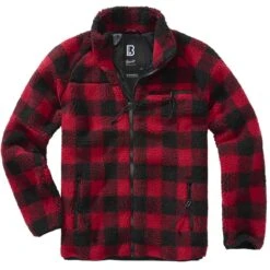 Brandit Teddyfleece Jacke Rot-schwarz