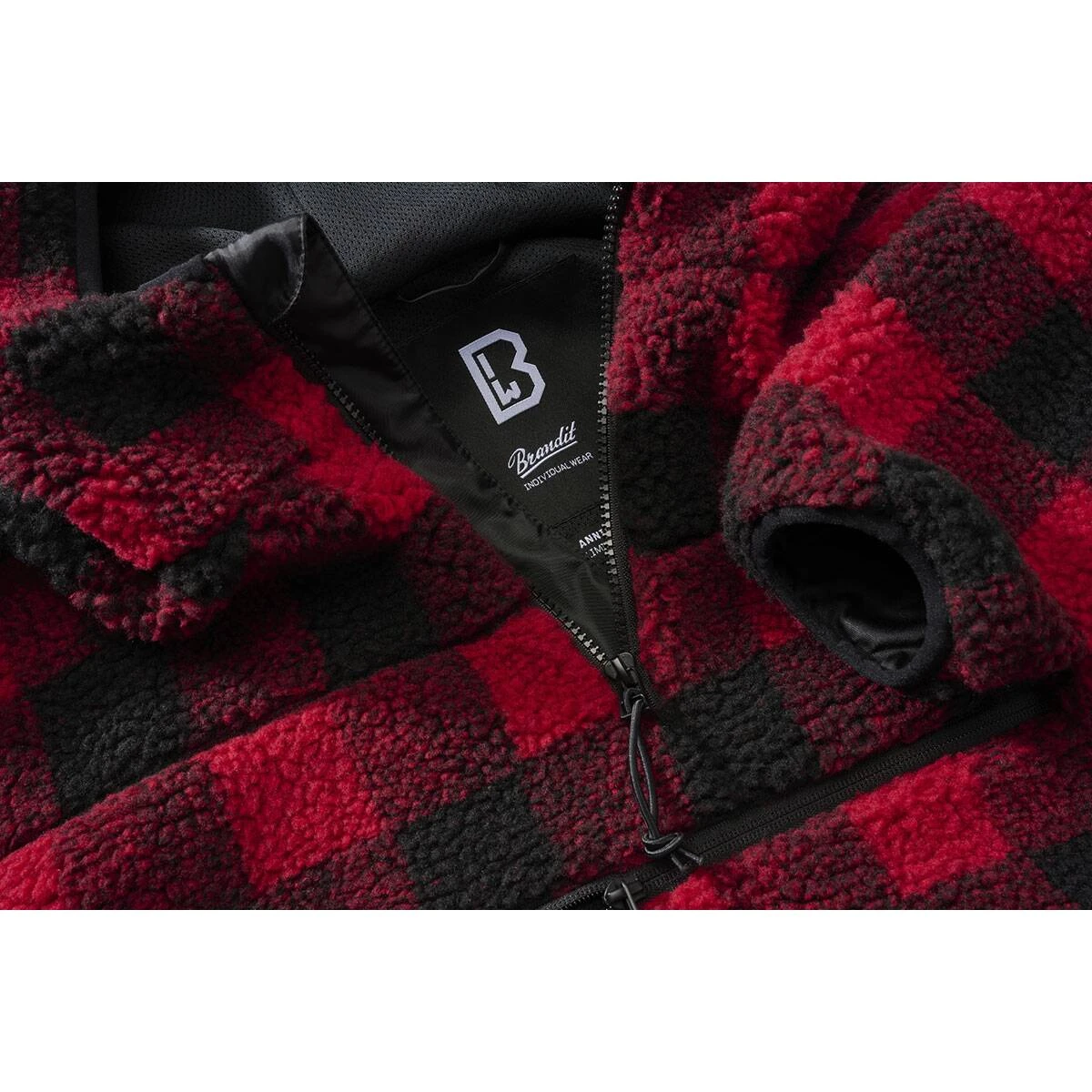 Brandit Teddyfleece Pullover Mit Kapuze Rot-schwarz 6 Brandit Teddyfleece Pullover Mit Kapuze Rot-schwarz – Bild 4