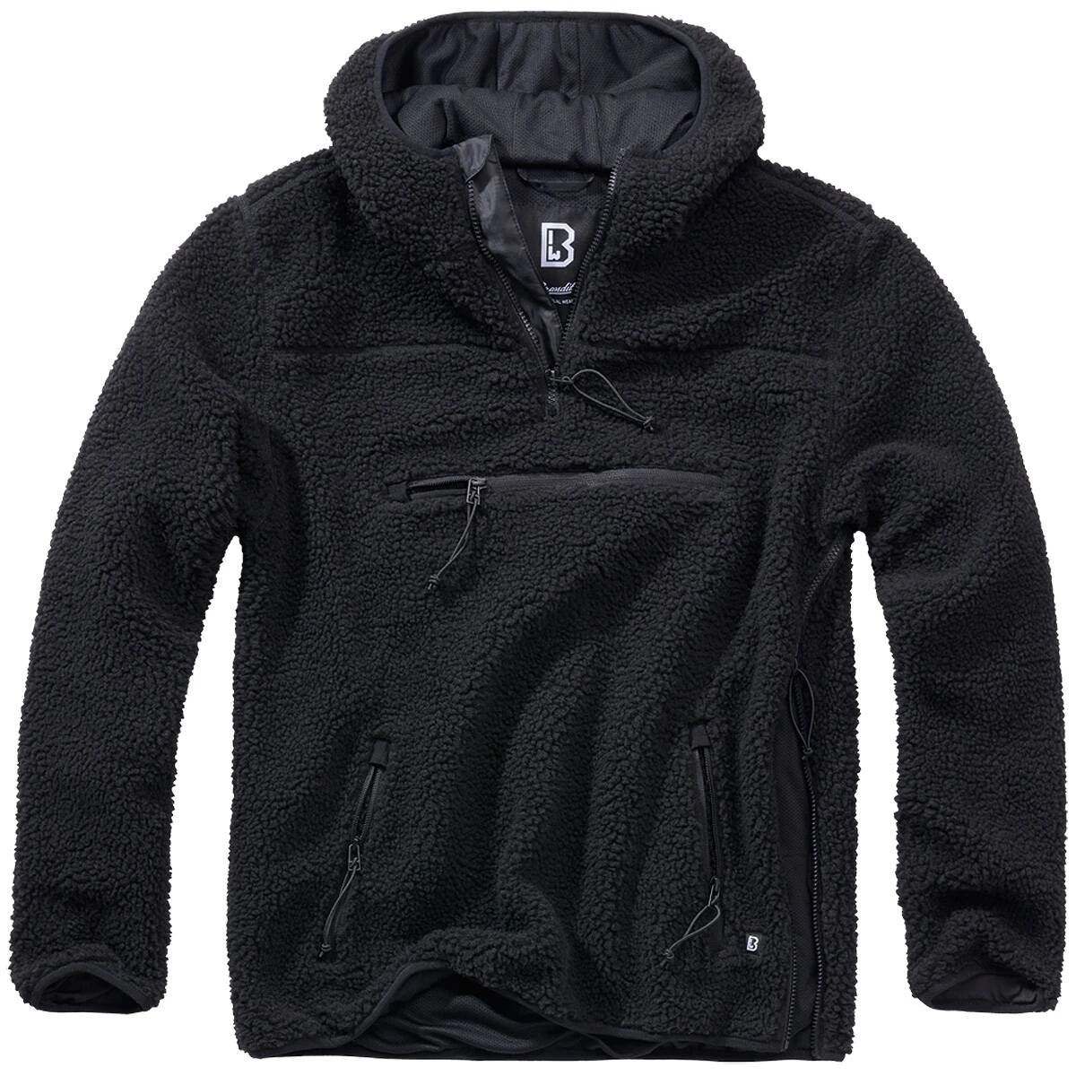 Brandit Teddyfleece Pullover Mit Kapuze Schwarz 3 Brandit Teddyfleece Pullover Mit Kapuze Schwarz