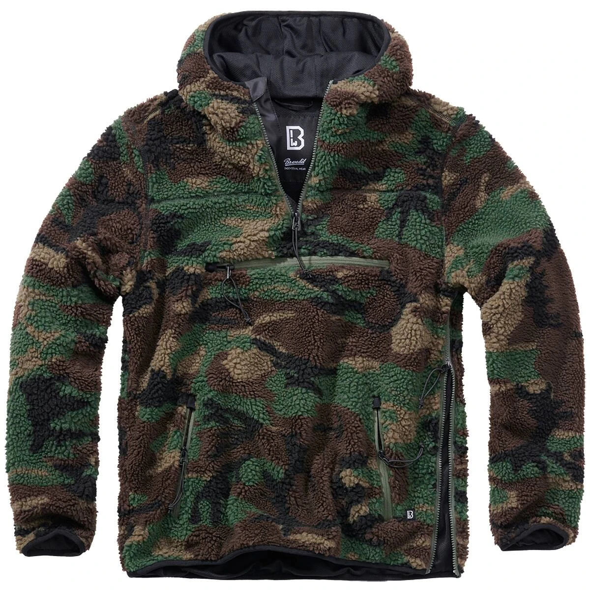 Brandit Teddyfleece Pullover Mit Kapuze Woodland 3 Brandit Teddyfleece Pullover Mit Kapuze Woodland