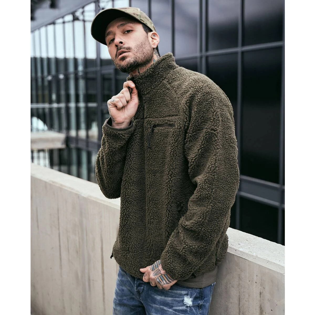 Brandit Teddyfleece Troyer Oliv 4 Brandit Teddyfleece Troyer Oliv – Bild 2