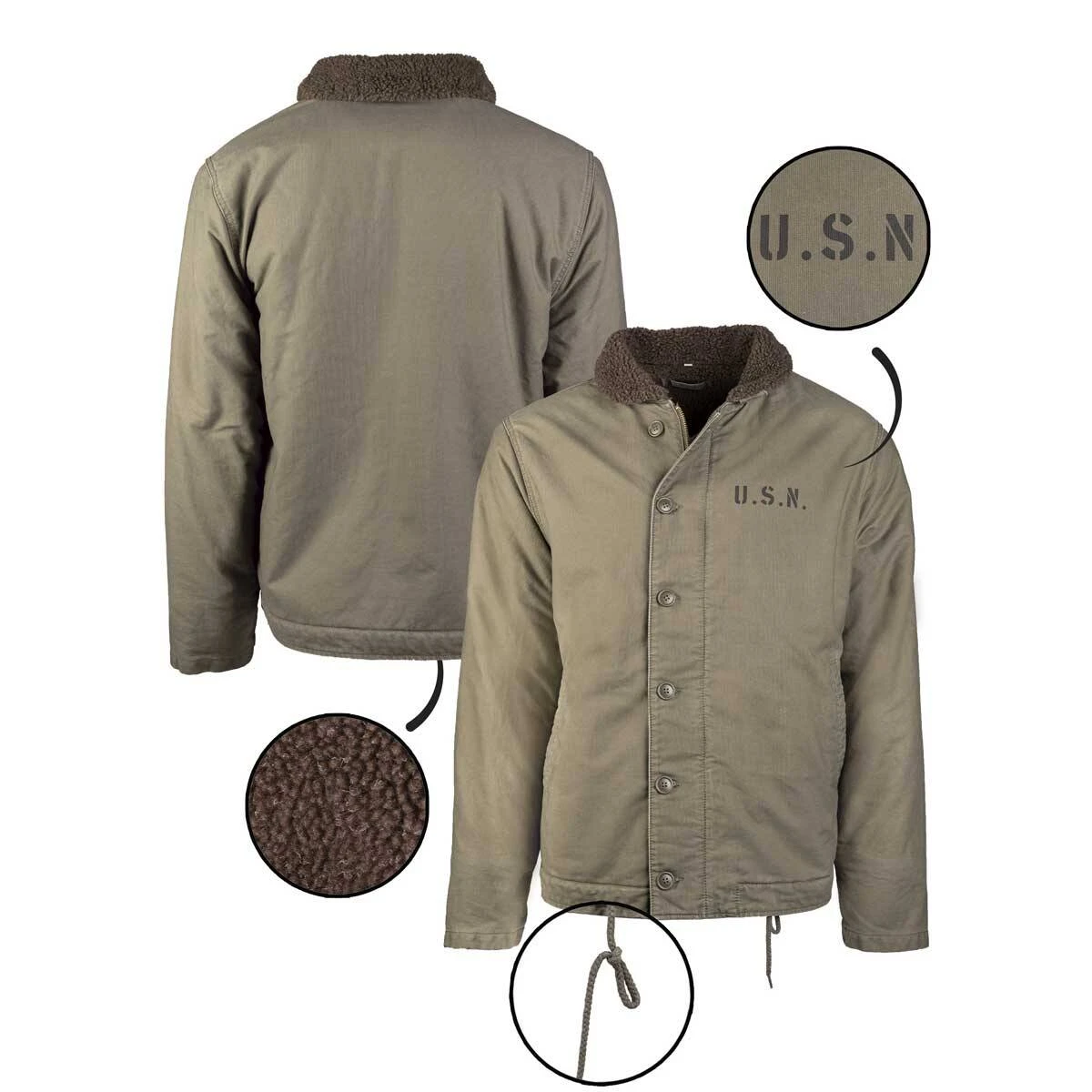 Mil-Tec US Navy Deck Jacket N-1 Oliv 4 Mil-Tec US Navy Deck Jacket N-1 Oliv – Bild 2
